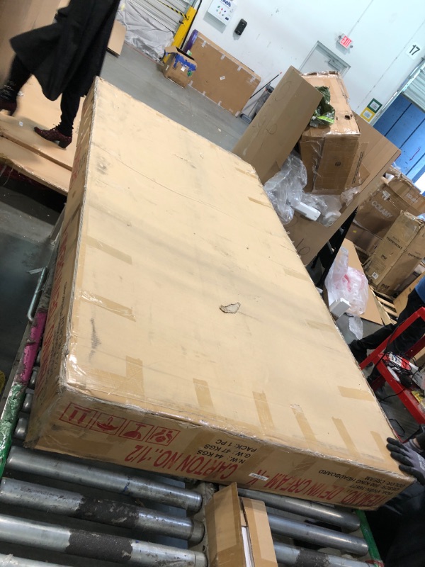 Photo 1 of *** FACTORY SEALED ***** 
Meridian Furniture DevinCream-K Devin Collection Modern | Contemporary Bed with Luxe Linen Textured Fabric, 97" W x 92.5" D x 45" H, Cream, King Bed