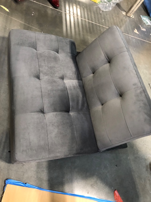 Photo 1 of ** USED *** Shintenchi Futon Sofa Bed, Velvet Foldable Couch Reclining Sleeper w/Removable Armrests, Upholstered Loveseat w/Folding Cup Holders for Home, Office, Dark Gray