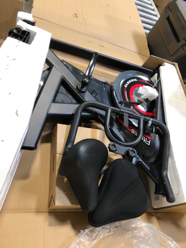 Photo 1 of ** USED/ UNTESTED/ DAMAGE MINOR/ MISSING PARTS ****** .
GOFLYSHINE Exercise Bike, Stationary Bike Stationary Indoor Cycling Bike for Home Cardio Gym, Workout Bike with Heavy Flywheel, Seat Cushion, LCD Monitor, Optoelectronic Heart Rate Monitoring, Heavy 