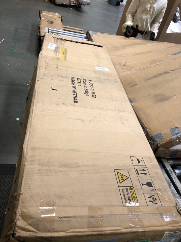 Photo 1 of ** NEW *** Queen Upholstered LED Bed Frame with 2 Storage Drawers and Adjustable Chic Double Wavy Headboard, Velvet Princess Platform Bed with Charing Station, Solid Wood Slats Support,No Box Spring Needed,Beige