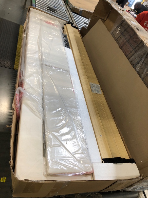 Photo 1 of ** NEW *** Queen Upholstered LED Bed Frame with 2 Storage Drawers and Adjustable Chic Double Wavy Headboard, Velvet Princess Platform Bed with Charing Station, Solid Wood Slats Support,No Box Spring Needed,Beige