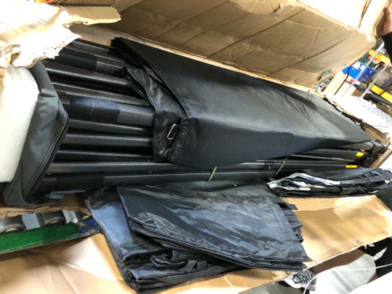 Photo 1 of ** USED/ UNTESTED/ MISSING PARTS ****9
 COBIZI 10x20 Heavy Duty Pop up Canopy Tent with 6 sidewalls Easy Up Commercial Outdoor Canopy Wedding Party Tents for Parties All Season Wind & Waterproof Gazebo with Roller Bag,Black(Frame Thickened)
