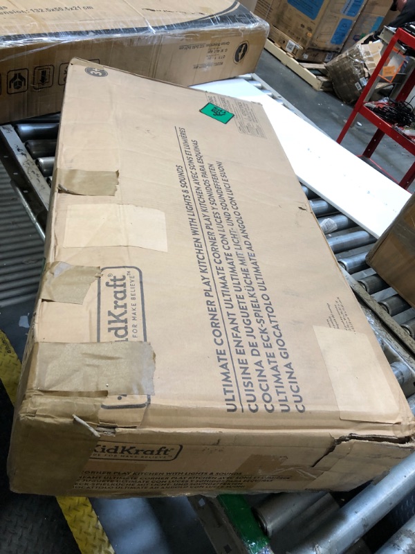 Photo 1 of ** USED/ UNTESTED/ MISSING PARTS **** KidKraft Ultimate Corner Wooden Play Kitchen with Lights & Sounds, Play Phone and Curtains, White