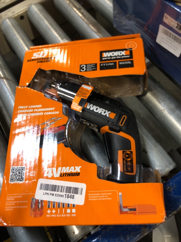 Photo 1 of Worx 4V Electric Screwdriver, Rechargeable Cordless Power Screwdriver Set with 6 Bits, Screw Holder, Charger - WX255L