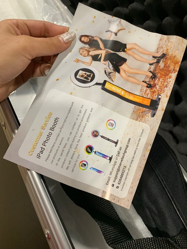Photo 1 of ** FACTORY SEALED** JIYANG Portable Photo Booth Compatible with Any Ipad,Photo Booth Stand Shell with ChackTok PhotoBooth VIP Member and Flight Case,Free Custom Logo,Perfect for Parties,Wedding and Events(White)