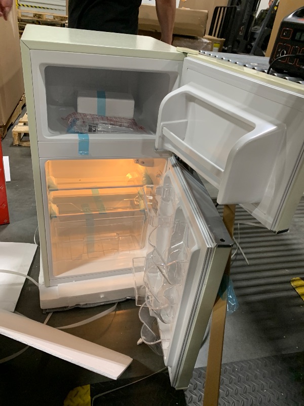 Photo 1 of ** NEW**Frigidaire EFR840-Cream EFR840 Retro Mini Fridge with Freezer & Side Bottle Opener-Small 2 Door Refrigerator for Office Bar or College Dorm Room-3.1 Cu Ft (Cream)