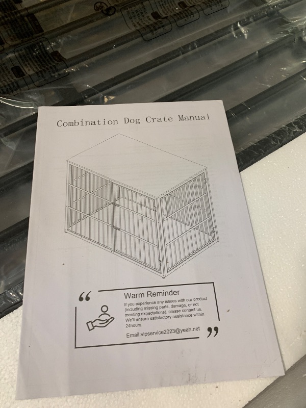 Photo 1 of ** NEW***Lyromix 94.48'' Dog Crate Furniture Large Breed TV Stand with Double Rooms,Wooden Dog Kennel Dog Crate End Table with Removable Divider for Large Medium Dogs, Can Use Separately