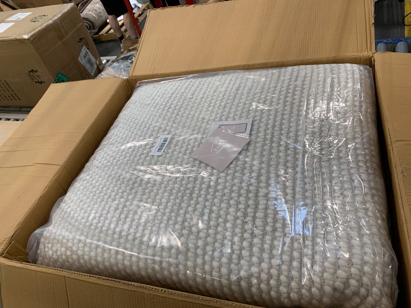 Photo 1 of ** NEW***S & L Homes Wool Cotton Hand Woven Chunky Knit Popcorn Rug - Ivory Contemporary Area Rug for Living Room Bedroom (8' x 10' - Ivory)