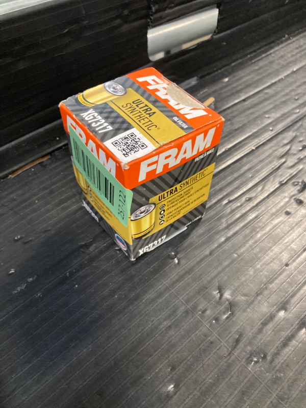 Photo 1 of *****HAS DENT ON SIDE*****FRAM Ultra Synthetic XG7317 20K Mile Change Automotive Replacement Engine Oil Filter for Synthetic Oil Changes, Premium Vehicle Engine Protection Oil Filter for Select Vehicle Model Years