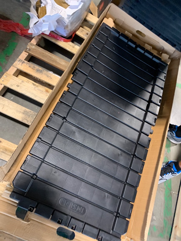 Photo 1 of ***MISSING PARTS, FOR PARTS ONLY, SALE FINAL*** Keter Westwood 150 Gallon Resin Large Outdoor Storage Box for Patio Furniture, Outdoor Cushions, Garden Tools and Pool Floats, Dark Grey