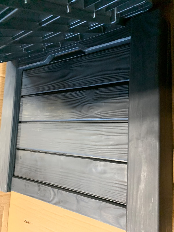 Photo 1 of ***MISSING PARTS, FOR PARTS ONLY, SALE FINAL*** Keter Westwood 150 Gallon Resin Large Outdoor Storage Box for Patio Furniture, Outdoor Cushions, Garden Tools and Pool Floats, Dark Grey