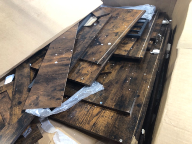 Photo 1 of ***LIKELY MISSING PARTS AND HAS DAMAGES, SOLD AS IS - NO RETURNS***Dog Crate Furniture 47", Large Dog Crate TV Stand with 2 Drawers and 4 Shelves, Wooden Dog Kennel Indoor, Decorative Dog Cage with Storage for Large Dogs, Brown