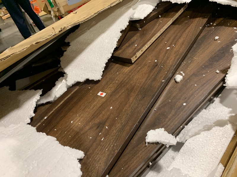 Photo 1 of ***AS IS/ NO RETURNS, LIKELY MISSING PARTS, FOR PARTS ONLY*** Baxton Studio Tristan Queen Platform Storage Bed with Shelves in Walnut Finish
