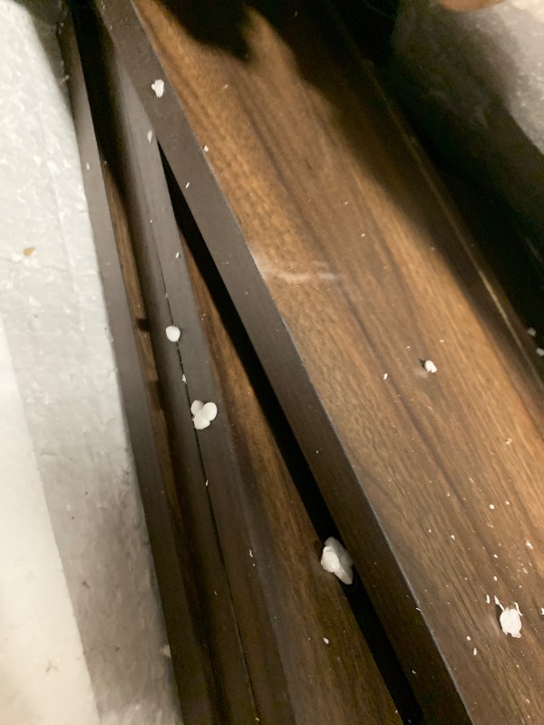 Photo 1 of ***AS IS/ NO RETURNS, LIKELY MISSING PARTS, FOR PARTS ONLY*** Baxton Studio Tristan Queen Platform Storage Bed with Shelves in Walnut Finish
