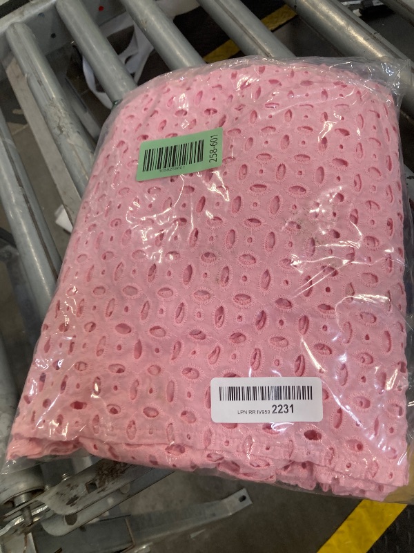 Photo 1 of ***NEEDS TO BE WASHED****ZESICA Women's 2025 Summer Short Sleeve Maxi Dress Casual V Neck Hollow Out Eyelet Ruffle Swing A Line Long Dresses Pink