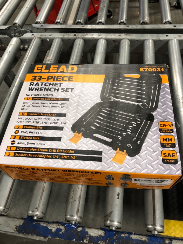 Photo 1 of **Broken 1/4 wrench**
ELEAD 33-Piece Combination Ratchet Wrench Set | SAE & Metric Sizes (1/4" to 3/4" & 6-18mm) | 72-Tooth Gear Design | CR-V Steel | Organizer Carry Case | Ideal for Mechanics & DIY