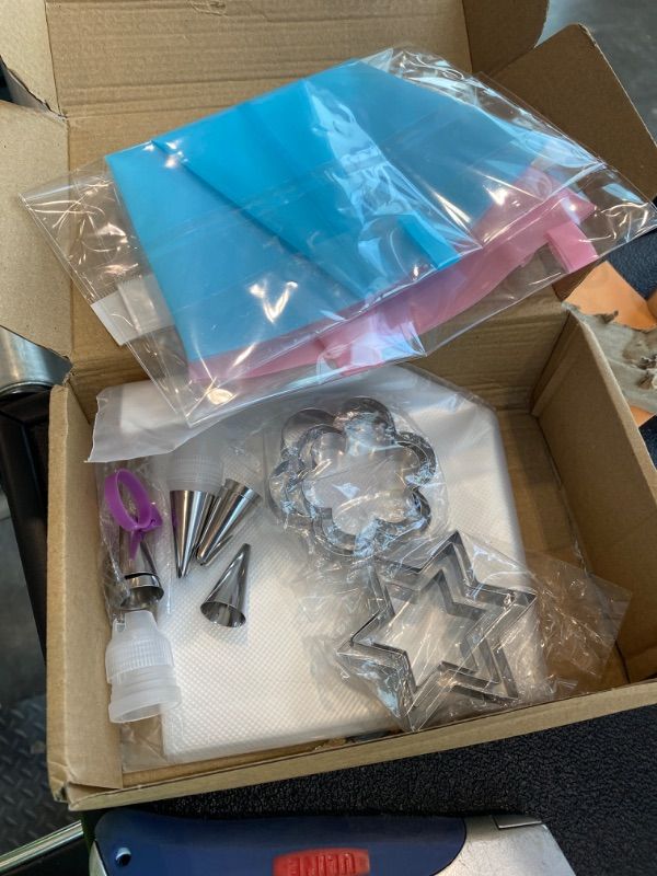 Photo 1 of ***MISSING PARTS*** 112 PCS Cookie Decorating Kit Supplies Including Acrylic Turntable Brushes Scribe Needle Bags Icing Bottle for Cookie Cupcake Cake Decoration