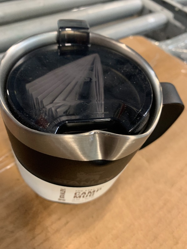 Photo 1 of ***DENTED***Stanley Stay-Hot Camp Mug 12 oz | Press Fit Drink Through Lid | Cup for Coffee, Tea and Drinks | Insulated Stainless Steel Coffee Mug | BPA-Free | Black 2.0