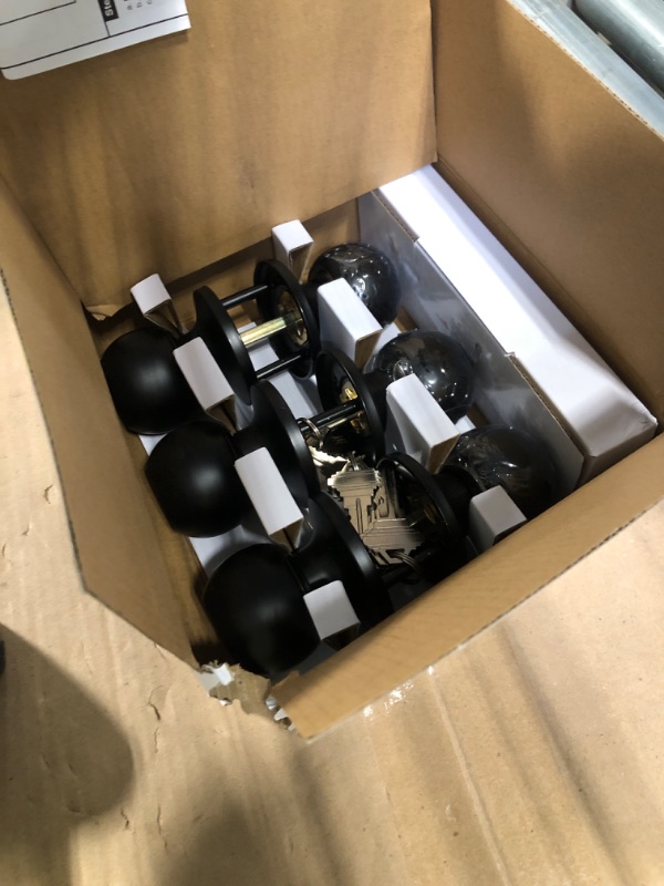 Photo 1 of [3 Pack] BESTTEN Keyed Entry Door Knob, Entrance Door Lock, Keyed Different, Standard Ball, Matte Black