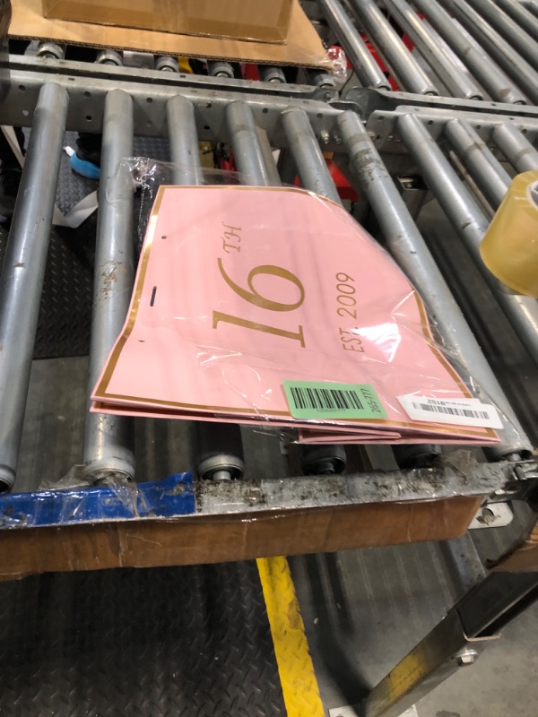 Photo 1 of ** BENT ** momoake 16th Birthday Gift Bag with Card and Tissue Paper for Women/Her, 2009 16 Year Old 13" Elegant Pink Gold Anniversary Keepsake Party Present Shopping Paper Bags for 16th Birthday Decorations