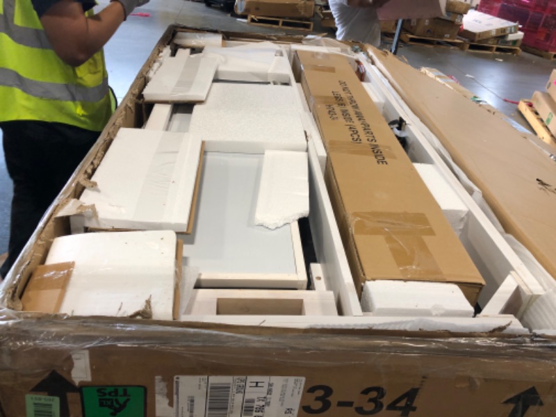 Photo 1 of ** CRACK IN THE WOOD** Signature Design by Ashley Realyn Farmhouse 60" Home Office Desk with USB Charging, Chipped White