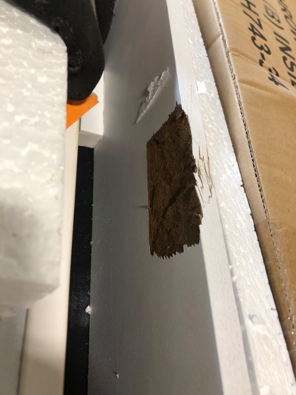 Photo 1 of ** CRACK IN THE WOOD** Signature Design by Ashley Realyn Farmhouse 60" Home Office Desk with USB Charging, Chipped White