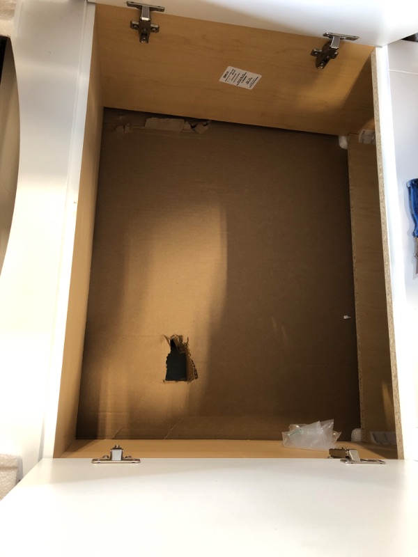 Photo 1 of ** STOCK PHOTO SIMILAR NOT EXACT** ** MISSING CABINET DOOR KNOBS** Cabinets  Bathroom Vanity with 1-Door Cabinet, 2 Drawers, and White Single-Sink Top, 24.5" W x 16.75" D x 33.89" H, Dark Oak