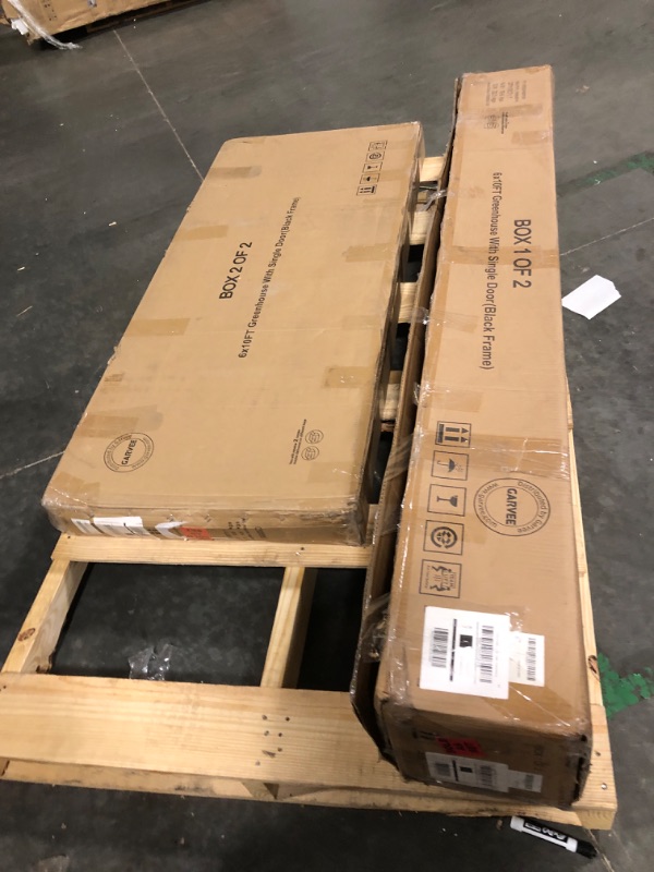 Photo 1 of *** SET OF 2 XL BOXES***  **SCRATCH ON A PANEL ***  6x10 FT Greenhouse, Easy Assembly Aluminum Polycarbonate Greenhouses for Outdoors with Roof Vent, Large Aluminum Walk-in Greenhouse for Sunroom Patio, Backyard, Garden, Sliding Lockable Door, Black