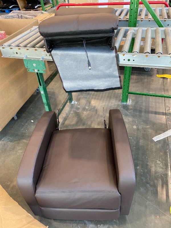 Photo 1 of *Missing Parts - See Clerk Notes* BestMassage | Recliner Chair | with 2 Point Massage Function | Pu Brown | with Lumbar Support, Adjustable Push Back, Footrest & Padded Seat | Easy Assembly | for Living Room, Home Theatre