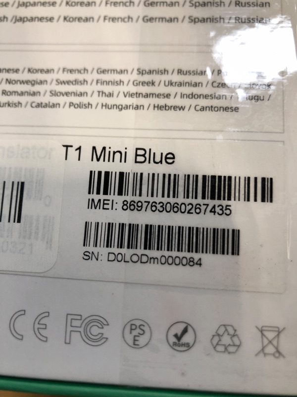 Photo 1 of **** S/N : D0LODm000084  ***** Timekettle, Fluentalk T1 Mini Translator Device No WiFi Needed, Built in 1-Year Global Mobile Data, Supports 40 Languages and Photo Translation, Instant Language Translator for Travelling Blue