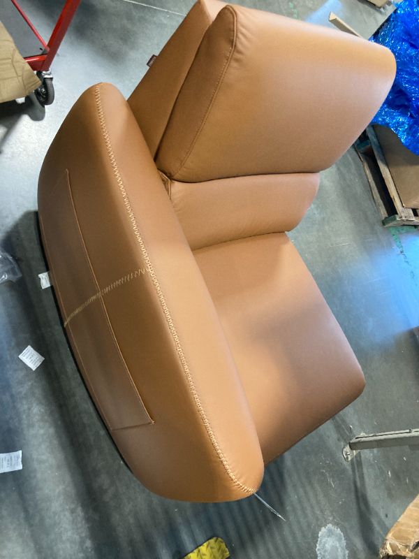 Photo 1 of ***PARTIAL SET NOT TESTED***ALIVING Sofa Power Recliner, Zero Wall Reclining Three Seat Top-Grain Leather Couch with Drop-Down Table Tray, USB Charging & Side Pockets, Orange Brown