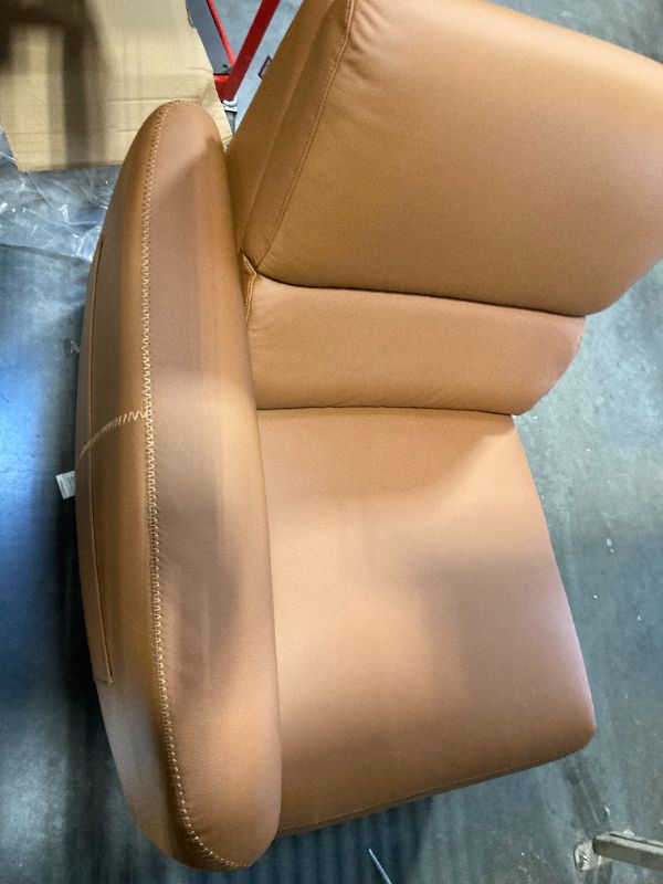 Photo 1 of ***PARTIAL SET NOT TESTED***ALIVING Sofa Power Recliner, Zero Wall Reclining Three Seat Top-Grain Leather Couch with Drop-Down Table Tray, USB Charging & Side Pockets, Orange Brown