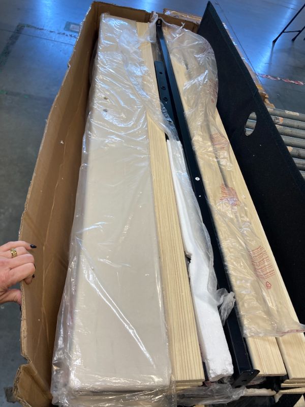 Photo 1 of ***NEW IN BOX***Jocoevol Full Size Floating Bed Frame with Ergonomic Hidden Storage Headboard and LED Lights, Visual Floating LED Bed Frame with Charing Station, Velvet Upholstered Platform Bed, Heavy Duty, White