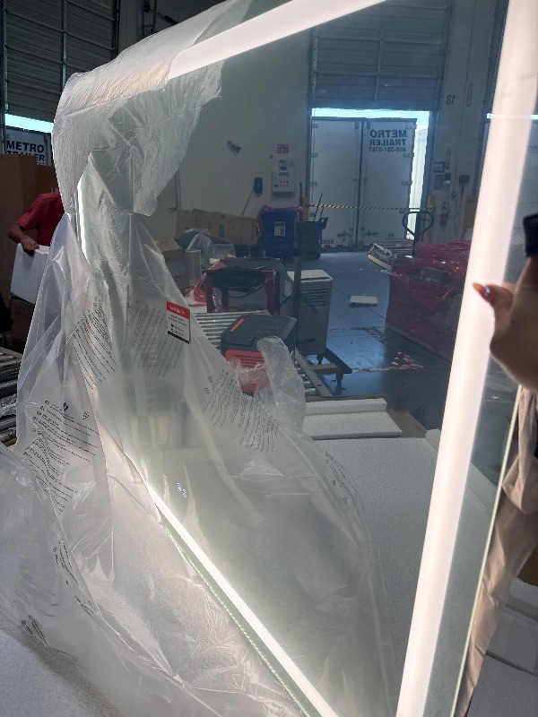 Photo 1 of ******it turns on perfectly********** TETOTE LED Bathroom Mirror with Lights 48 x 36 Brighter Light up Mirror for Bathroom Vanity, Front and Backlit Lighted Antifog Mirror Wall Mounted, 3-Color Dimmable, Waterproof, Tempered Glass