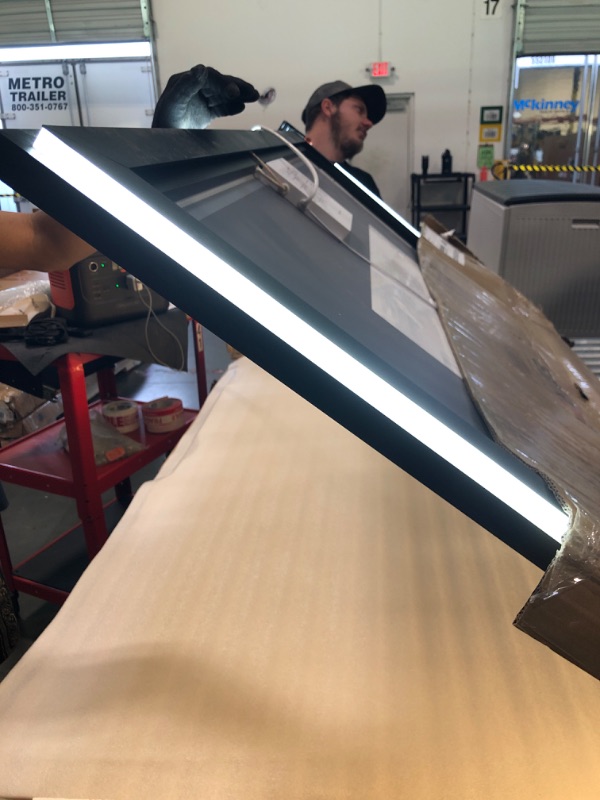 Photo 1 of ****it works perfectly****** SMIROR 66 x 40 LED Lighted Bathroom Mirror for Wall, Matte Black Framed Vanity Mirrors, Front and Backlit, Dimmable, Anti-Fog, Memory, Shatterproof, ETL Listed (Horizontal/Vertical)