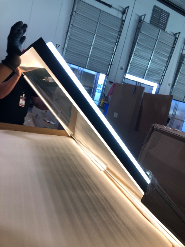 Photo 1 of ****it works perfectly****** SMIROR 66 x 40 LED Lighted Bathroom Mirror for Wall, Matte Black Framed Vanity Mirrors, Front and Backlit, Dimmable, Anti-Fog, Memory, Shatterproof, ETL Listed (Horizontal/Vertical)