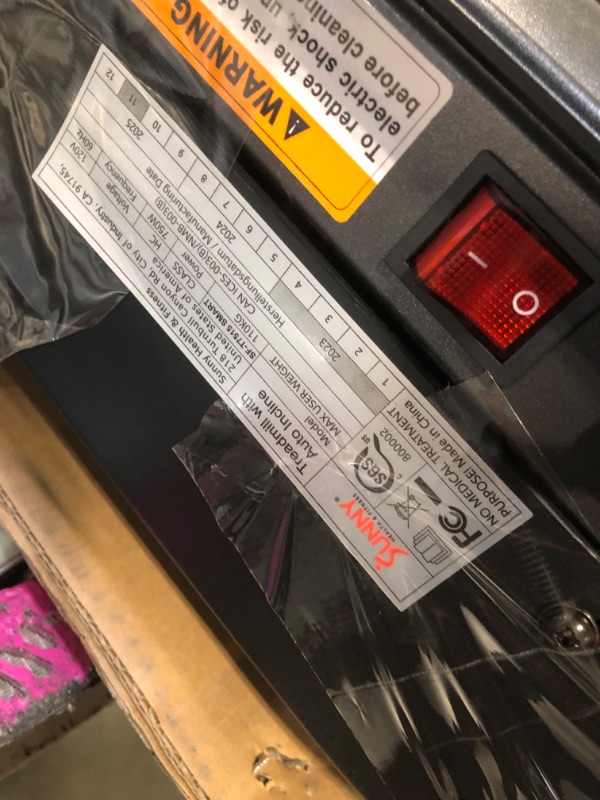 Photo 1 of ***not tested*** Sunny Health & Fitness Premium Smart Treadmill with Auto Incline, Dedicated Speed Buttons, Double Deck Technology, Digital Performance Display, BMI Calculator and Pulse Sensors - SF-T7515SMART