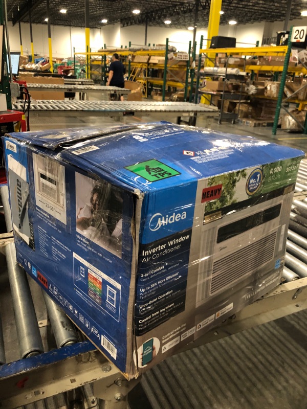 Photo 1 of *****it turns on perfectly***** Midea 8,000 BTU Smart Inverter Window Air Conditioner with APP, Alexa Control, 115V AC Unit Cools up to 350 Sq. Ft, Quiet Operation, Energy Saving, Remote & Easy Installation Kit, White