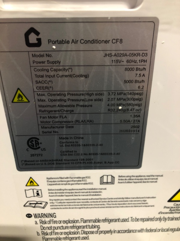 Photo 1 of *****lights up perfectly, cools quickly****** 8,000 BTU Portable Air Conditioner – 3-in-1 Cooling, Dehumidifier & Fan for Rooms Up to 350 sq.ft. Quiet Energy-Saving Sleep Mode, 24-Hour Timer, Remote & Overheat Protection – Includes AC Window Unit