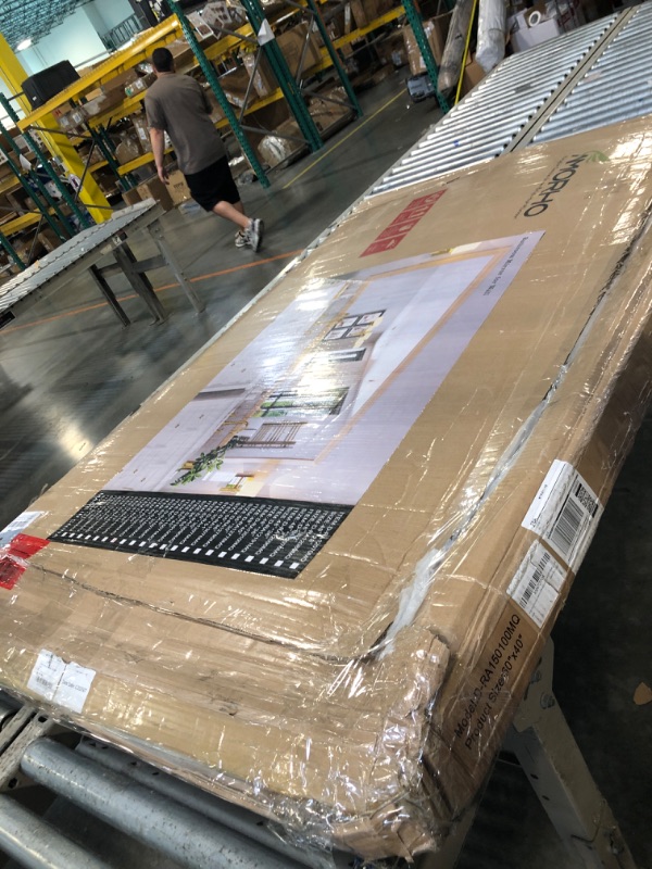 Photo 1 of ****BROKEN MIRROR FRAME***** Amorho Bathroom Mirror, 60 X40 Inch Wall Mirror, Oak Wood Grain Metal Framed, Anti-Rust, Hang Horizontally/Vertically, Suitable for Bedroom, Farmhouse, Bathroom, Decorative