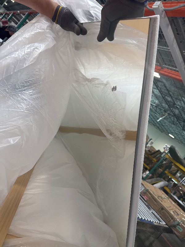 Photo 1 of ****BROKEN MIRROR FRAME***** Amorho Bathroom Mirror, 60 X40 Inch Wall Mirror, Oak Wood Grain Metal Framed, Anti-Rust, Hang Horizontally/Vertically, Suitable for Bedroom, Farmhouse, Bathroom, Decorative