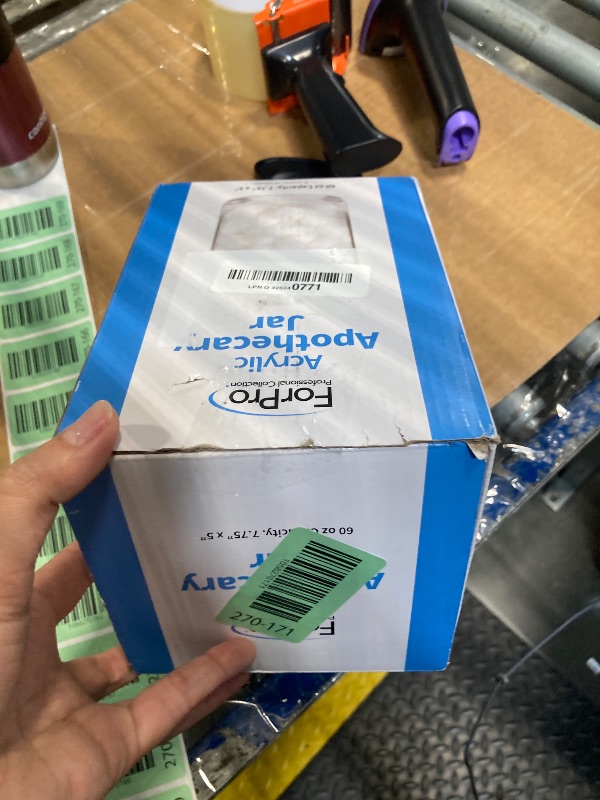 Photo 1 of ***MISSING LID*** ForPro Professional Collection Acrylic Apothecary Jar with Lid, 60 Oz Storage Container for Bathroom, Kitchen and Office, 7.75" x 5"