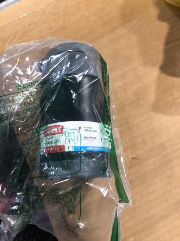 Photo 1 of *Major Damaged - Check clerk notes*
THERMOS FUNTAINER Insulated Food Jar, 16 Ounce, Kid Friendly Thermos Food Jar with Foldable Spoon, Matte Charcoal