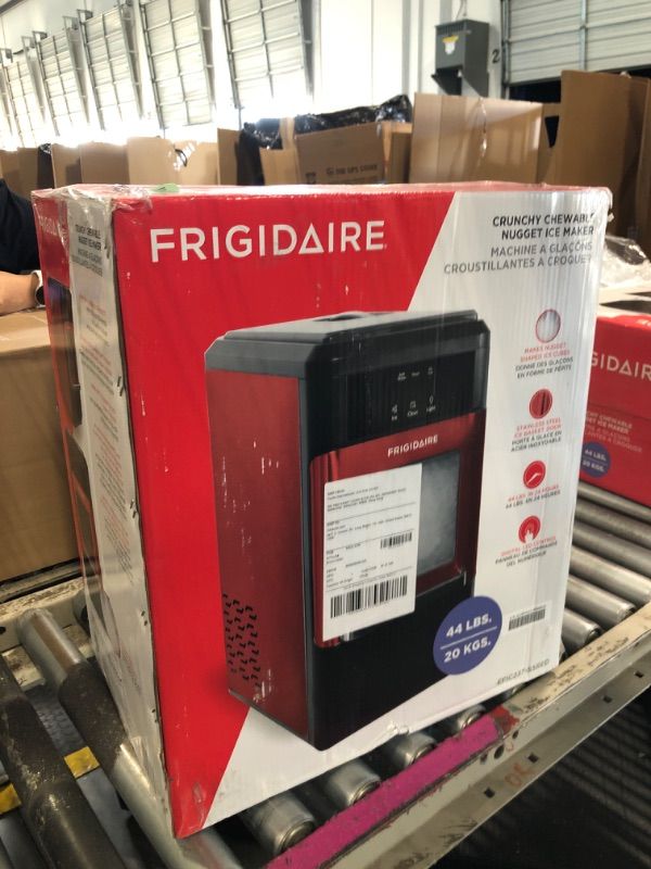 Photo 1 of **USED & Untested**FRIGIDAIRE EFIC237 Countertop Crunchy Chewable Nugget Ice Maker, 44lbs per Day, Red Stainless