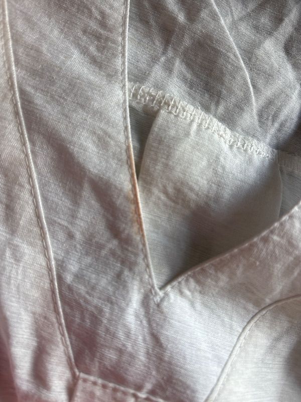 Photo 1 of **MINOR DAMAGE**HAS MAKEUP ON NECKLINE**Summer V-Neck White Linen Shirts for Women 3/4 Sleeve, Womens Flowy Cotton Linen Blouses Tops with Long Hem(White, Medium)