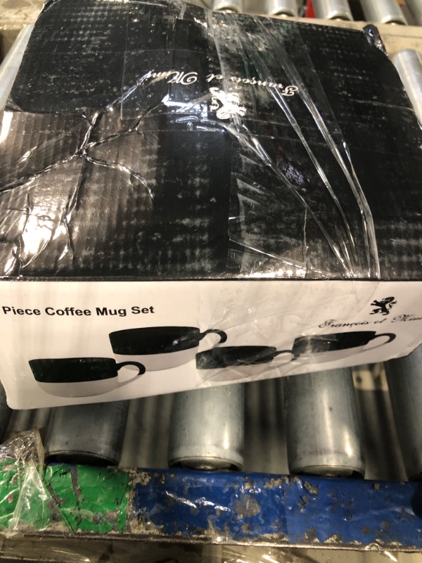 Photo 1 of ***ONLY 2***Francois et Mimi Set of  Jumbo 18oz Wide-mouth Soup & Cereal Ceramic Coffee Mugs (Black and White)