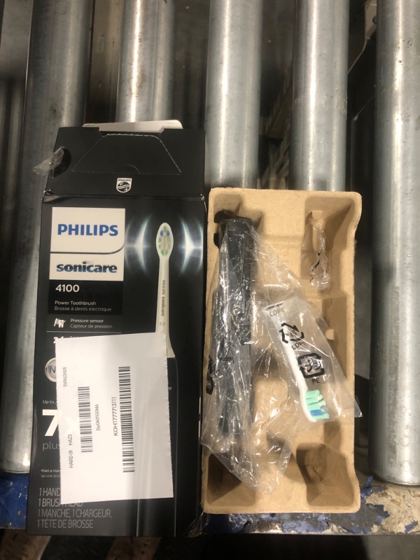 Photo 1 of ** MISSING CHARGER** Philips Sonicare 4100 Rechargeable Electric Toothbrush, with Pressure Sensor, 2 Intensity Settings, SmarTimer and QuadPacer, 14-Day Battery Life, Black, Model HX3681/24