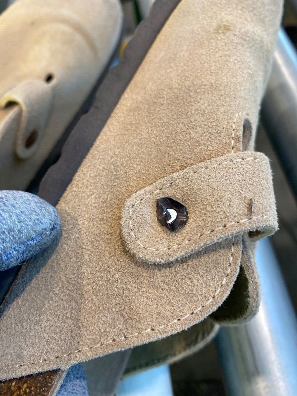 Photo 1 of *USED* ODOLY Genuine Suede Clogs for Women Men Soft Cork Footbed Leather Mules Comfort Potato Shoes with Arch Support, Taupe-41*Major Damaged*