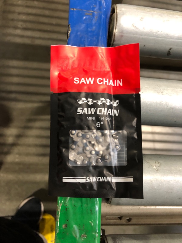 Photo 1 of ** ONLY ONE ** Eyoloty 6 Inch Chainsaw Chain,6 Inch 1/4" LP Pitch, .043'' Gauge,37 Drive Links,Replacement Chains Fits All 6 inch Cordless Electric Portable Mini Chainsaws for Pruning Shears Wood Cutting (4 Pack)