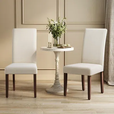 Photo 1 of ** MISSING TWO ** VASAGLE Dining Chairs, Parsons Chairs with Removable Fabric Cover, High Back, for Dining Room Kitchen, Set of 4, Thick Seat, 22.8 x 18.9 x 39.4 Inches, Cream White UKDC152W14